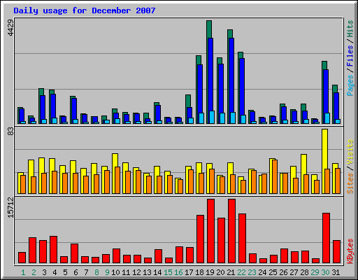 Daily usage for December 2007