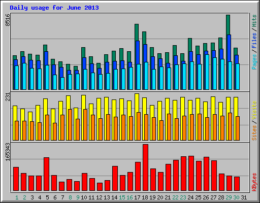 Daily usage for June 2013