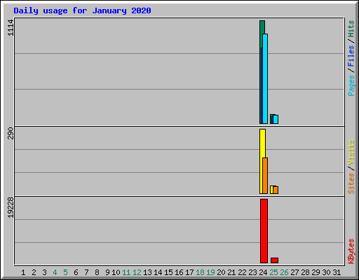 Daily usage for January 2020