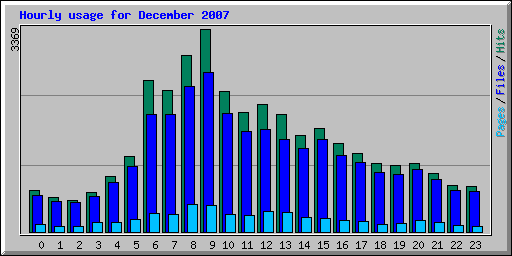 Hourly usage for December 2007