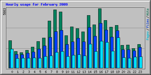 Hourly usage for February 2009