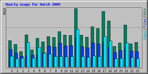 Hourly usage for March 2009