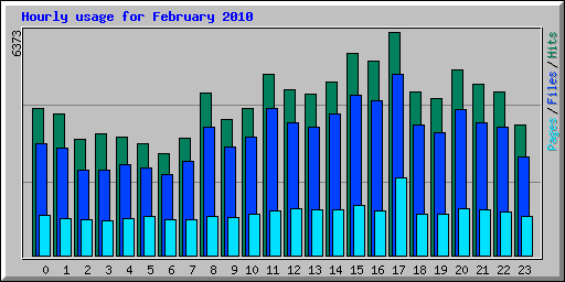 Hourly usage for February 2010